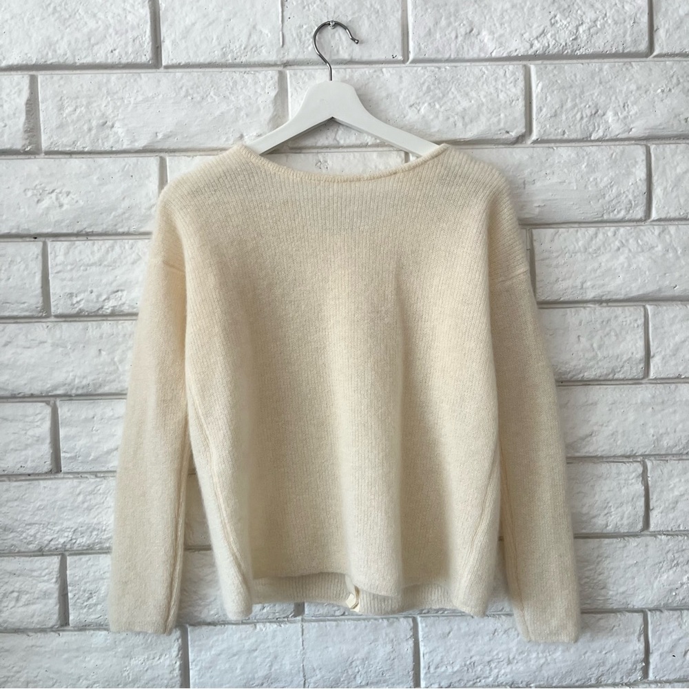 NWT La Maille Sezane Gilet Gaspard Mohair Alpaca Sweater Cardigan Ecru Size XXS - Picture 4 of 6
